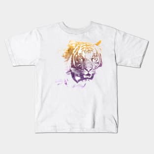 Tiger Superimposed Watercolor Kids T-Shirt